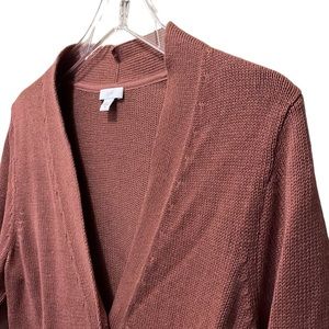 J. Jill Button V~Neck Cardigan Sweater~3/4 Sleeve~Brown~M